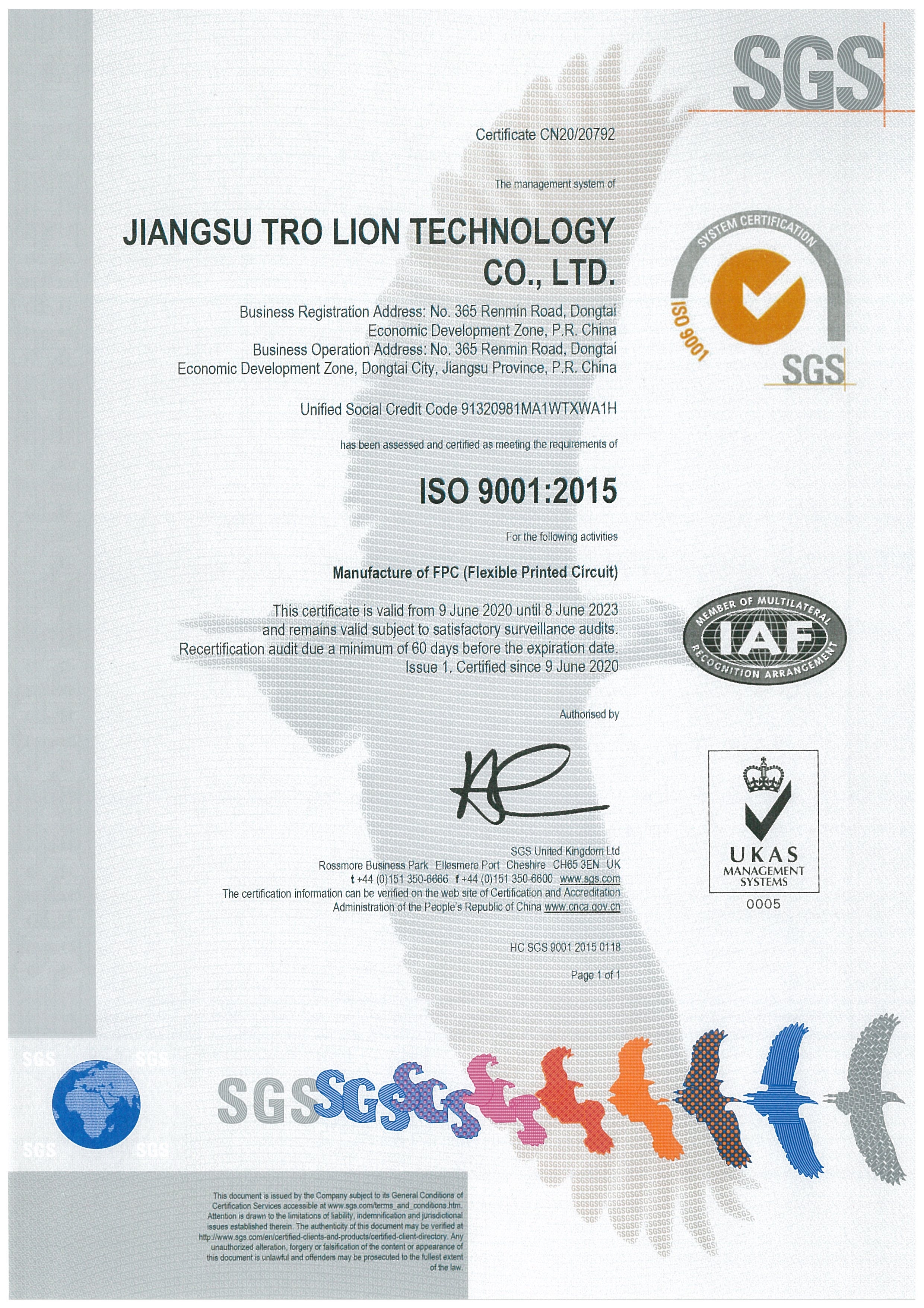 ISO 9001:2015认证（英）